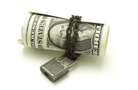 money with lock and chain